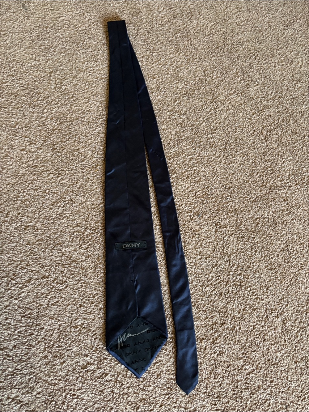 #283 DKNY Men’s Navy Silk Tie - Autographed by DWTS Season 1 Winner Alec Mazo